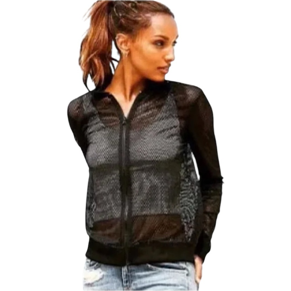Victoria’s Secret Sport Y2K Black Mesh Bomber Jacket Size Small
Workout Baddie - Picture 2 of 11